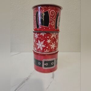 NWT 2.5 inch Wired Ribbon Christmas Clearance Santa Snowflakes Snowman